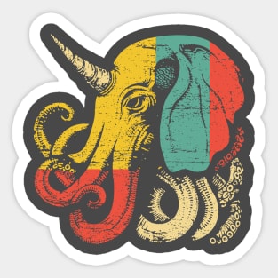 Octopus Elephant Hybrid - Retro Pop Art Cryptid Design Sticker